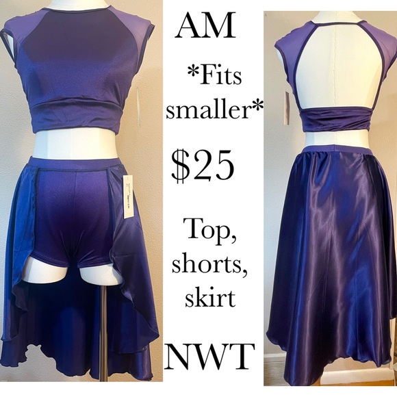 Double Platinum Top, Shorts, Overskirt AM NWT - Picture 1 of 2